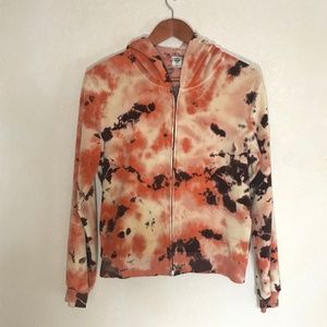 Prana Tie Dye Zip Up Cotton Blend Hoodie - Large